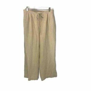Touch O Blue Flax Pants Capris Ankle Womens 14 Beige Elastic Waist Loose Fit